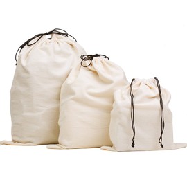 MISSLO Set of 3 Cotton Breathable Dust Bags for Handbags Large Drawstring Storage Pouch Multi-Functional Bag (Beige)