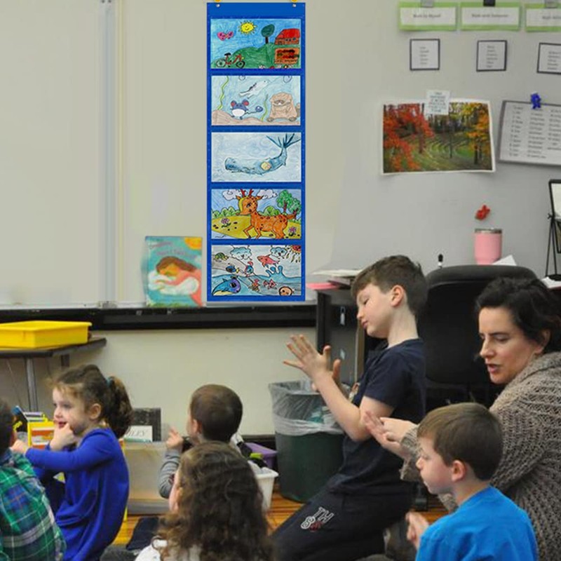 Mewise Pocket Chart for Classroom Cards,Drawing,Pictures,Class Demonstrations,Haning Wall File Organizer