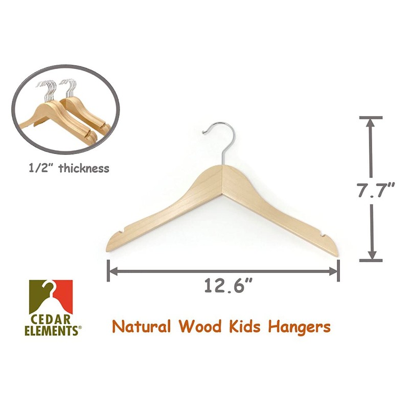 Kids Hangers (Natural Wood, Baby/Toddler Hangers NB-4T)