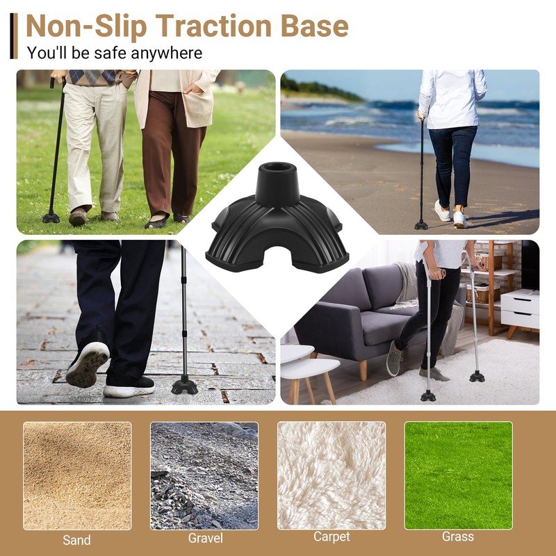 Dotday 2 Pack Cane Tips for Stability, Self Standing Cane