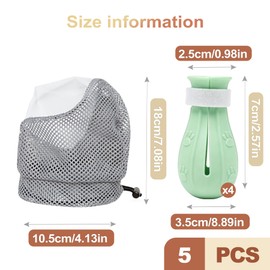 QivaZira 5 Pcs Cat Muzzle for Grooming with Anti Scratch Silicone Boots Set Breathable TPU Mask and Paw Protectors for Nail Trimming Bathing Kitten Puppy