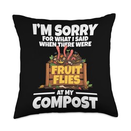 Worm Farming Bin Composter Vermicomposting Worm Composting Throw Pillow