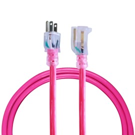 Ultra Explorer Indoor Extension Cord Waterproof 3 FT, 12 Gauge Heavy Duty Pink Extension Cord SJTW, Flexible Cold-Resistant 3 Prong Grounded Power Cord for Lawn, Garden, Appliance, UL Listed