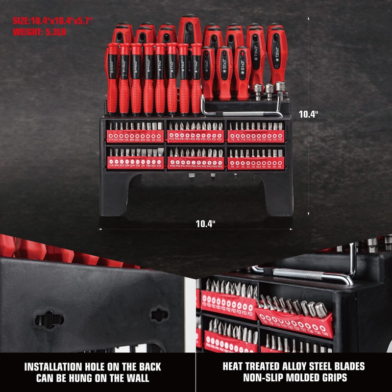 CARTMAN Magnetic Screwdriver Set with Rack, Includs Precision Screwdriver, Magnetizer