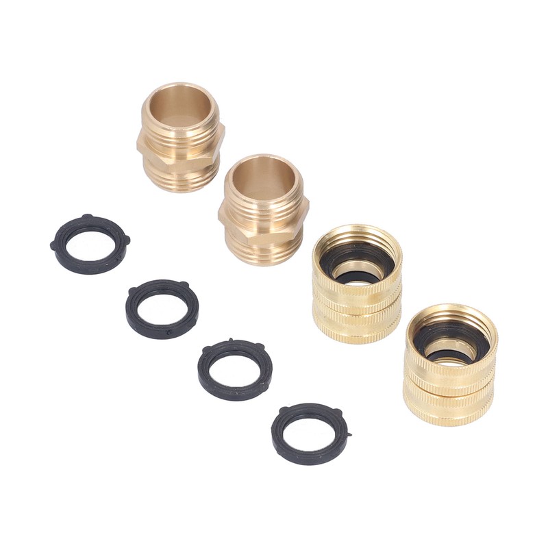 2Pairs 3/4in Brass Hose Adapter 2 Way Hose Adapter Durable