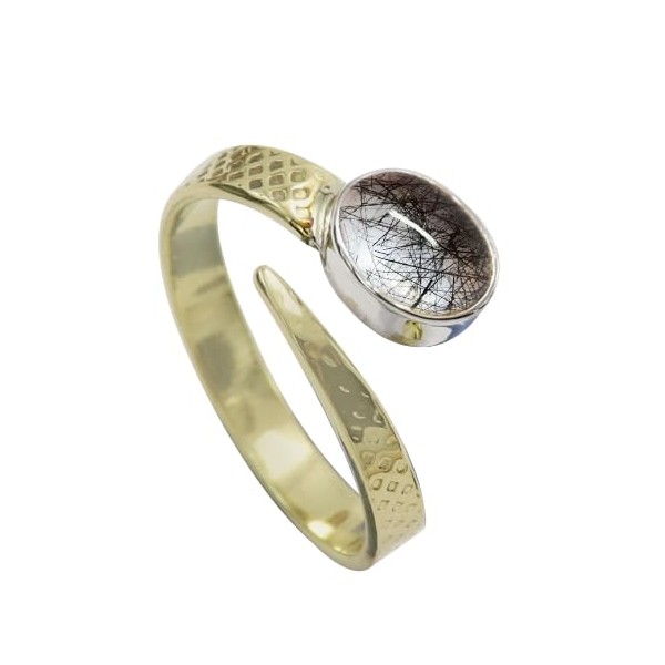 SILVERTROVE Gemstone Sterling Silver and Brass Band Ring for Men