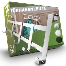 Menz Door Coat Rack for Hanging, Set of 2 - Stainless Steel Door Hooks with Non-Slip and Felt Pads - 2 x Practical Door Hook Rail for Hanging, Ideal as Coat Hooks for Door