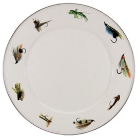 Golden Rabbit Enamelware - Set of 2-12.5" Chargers (Fishing Fly)
