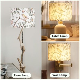 Fabric Lamp Shades, 13” Width and 10” Height Lamp Shade, HD Printing Bird Lampshade, Lamps shades fit with Spider/Uno, Modern Farmhouse Lamp Shades for Table Lamps, Floor Lamps (1 Pack)