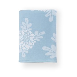 Hofdeco Premium Coastal Decorative Throw Blanket for Patio Couch Sofa, Baby Blue Dahlia Floral with Piping, 52"x65"