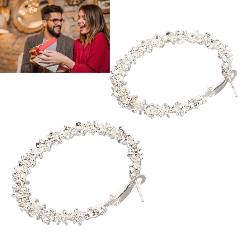 5 Pair Silver Hoop Earrings Retro Simple Lightweight Zinc Alloy