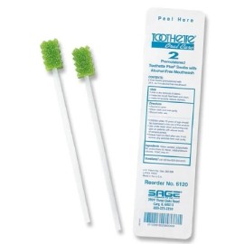 SAGE Toothette Plus Oral Swabstick, Foam Tip, Untreated, Box of 50  2 PACK