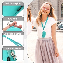 Beautyflier Pocket Hand Sanitizer Spray Case for Touchland Power Mist and Glow Mist 1FL OZ, Zipper Pouch for Hand Sanitizer Spray Bottle, with Removable Neck Strap, Great for Travel (Light Blue)