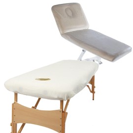 aztex ClassIc Fitted Massage Couch & Therapy Table Cover Bundle - Elasticated Beauty Bed Cover with Face Hole and Protective PVC Cover with Tie Tapes