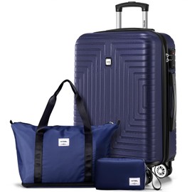 Hoteel Carry On Luggage Sets 3 Piece Suitcases With Wheels，Carry On Luggage 22x14x9 Airline Approved With TSA Lock For Luggage，Lightweight Carry On Suitcase With Expandable Duffle Bag For Travel，Blue