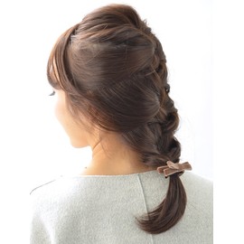 VINGTAINE H-770 Velvet Ribbon, Hair Elastics, Simple, Hair Accessory, Autumn and Winter, Braun