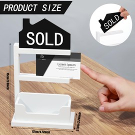Real Estate Business Card Holder Wooden House Shape Display, Black