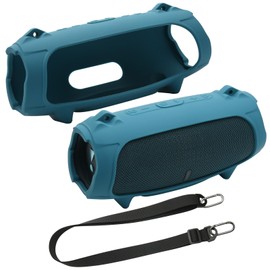TXEsign Silicone Case Cover for JBL Charge 5 Portable Bluetooth Speaker, Travel Carrying Protective Case w Shoulder Strap Holder Full Protection Cover for JBL Charge 5 Accessories(Blue)