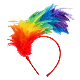 emperoch Feather Headband, Stylish and Charming Rainbow Headband Carnival Headdress for Ladies and Girls, Fascinator Headband Party Headdress for Carnival, Theme Party (Rainbow Color)