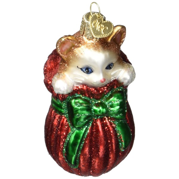 Old World Christmas Lover Collection Glass Blown Ornaments for Christmas Tree, Letting Cat Out