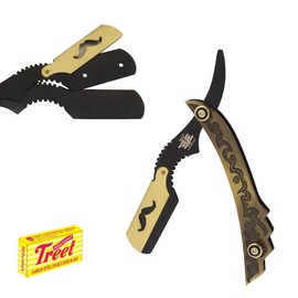Generic Straight Edge Classic Cool Design - Bronze Gold Razor - Hair Stylist, Barber Grooming and Cleaning Razor Knife, In Picture