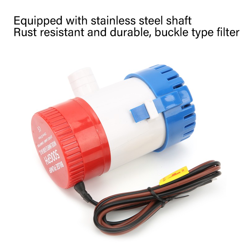 12V Blige Water Pump 3/4in Hose Outlet 500GPH Electric SemiOpen