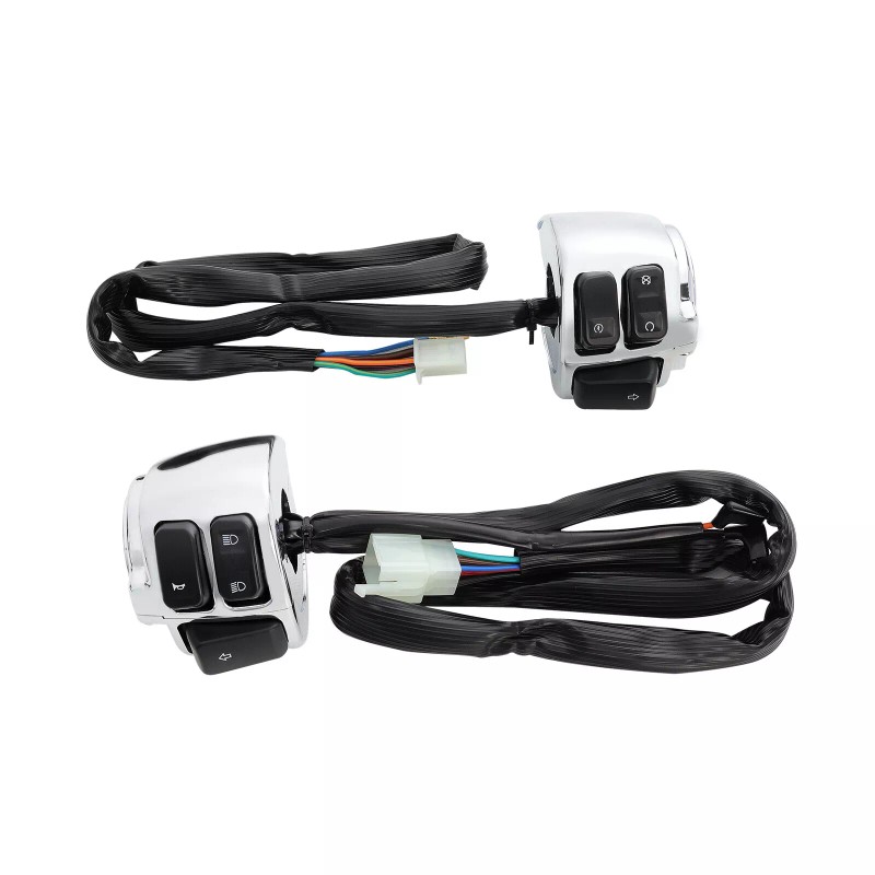 Dreamizer Chrome Motorcycle 1" Handlebar Control Switches+ Wiring Harness For