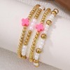 QRH Colorful Pearl Beaded Cross Bracelets Stackable Resin Cross Bracelets