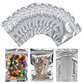 Circloophs 100-Pack Mylar Bags for Food Storage 4.7 x 7.9 Resealable Smell Proof Aluminum Foil Bags with Ziplock Edible Packaging, 100ct