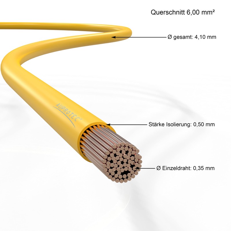 AUPROTEC FLRY-B Car Cable 1 m 6.0 mm² Yellow