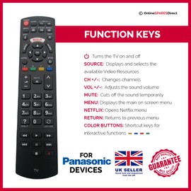 Remote Control For Panasonic TX-49DX600B TV