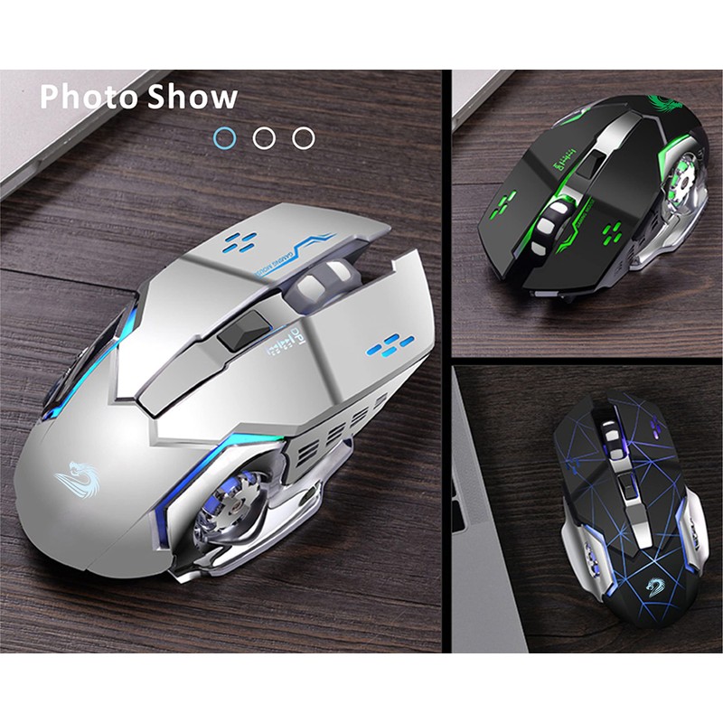 Uciefy Q85 Rechargeable Wireless Gaming Mouse, 2.4G LED Optical Silent