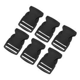 sourcing map 6Pcs 1-1/4" Side Release Buckle, Plastic Dual Adjustable Buckle Clip Replacement for Backpack Luggage Straps Belt, Black