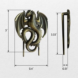 Vintage Page Holder Journal Clips to Hold Journal Open While Writing for Hands Free Journaling. Antique Brass Finish. Gift for Writers. Dragon Design