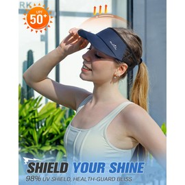 GXCROR Sports Sun Visor Hat Men Women, Lightweight Breathable Quick Dry Sports Sun Hat for Running Golf Tennis Navy Blue