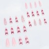 NICENEEDED 24 PCS Butterfly Stiletto Extra Long False Nails, Pink