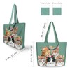 NymphFable 2 Pack Tote Bag Reusable Cute Cats Green Shopping