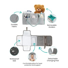 ikidos 2-in-1 diaper caddy organizer & portable changing pad - Portable Travel Changing Pad - car caddy organizer - Ultimate Convenience in One Tidy Solution!