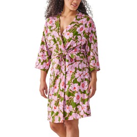 Vera Bradley Cotton Knit Robe, Scattered Anemones Purple, L-XL