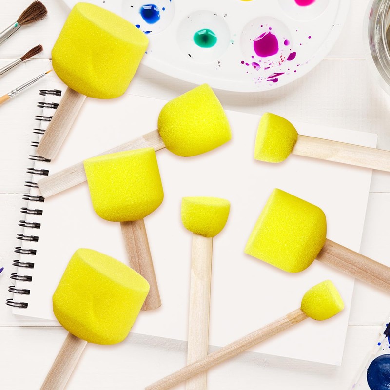 60 Pcs Foam Brushes, Reusable Sponge Brushes Round Stencil Brush