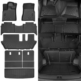 Naibeve Floor Mats for Nissan Armada/Infiniti QX80 2025 8 Seats-All Weather for Nissan Armada Floor Mats Liners & Cargo Liner & Backrest Mats Behind The 3rd Row