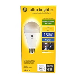 GE Ultra Bright LED A21 Light Bulb, 22 watts, 2610 lumens, Dimmable, Daylight 5000K, Indoor and Outdoor, Medium Base (150 watt Equivalent) UltraBright LED Bulb