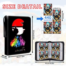 Trading Card Album, Scrapbook for Cards, 55 Pages 440 Card Capacity, Portable, High Quality Waterproof PU Card Holder, Card Scrapbook, Card Book for Boys Girls Collectors