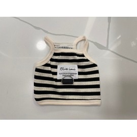 Cute Pet Tank Top Shirt with D-Ring Leash Hook, French-Inspired Black and White Stripe, XS, S, M, L, Cotton, Machine Washable, Ideal for Small to Medium Dogs & Cats (Black and White Stripes, Small)