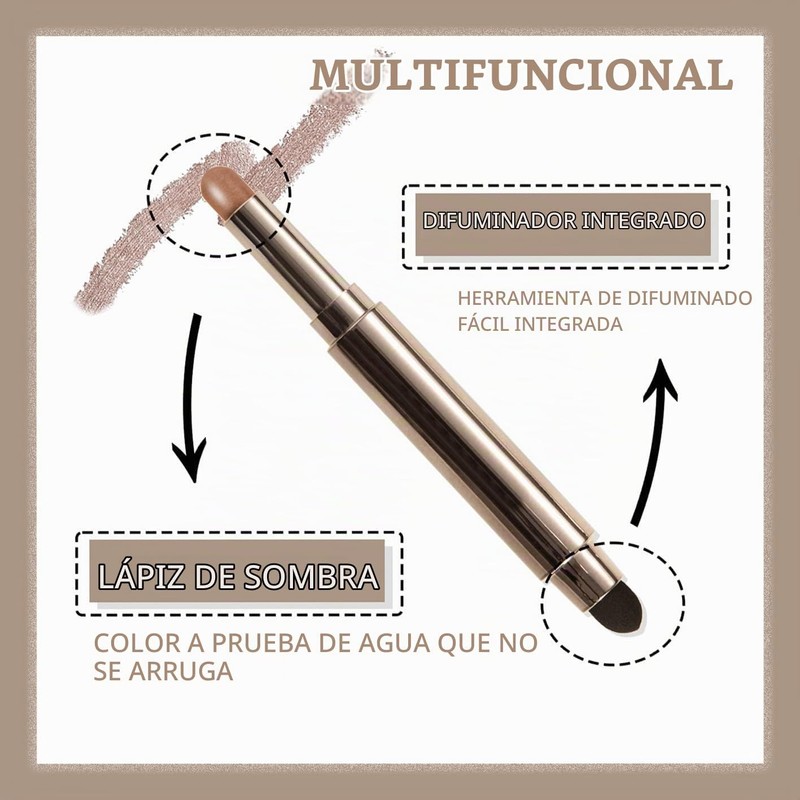 Barra de sombra de ojos impermeable con esponja mezcladora
