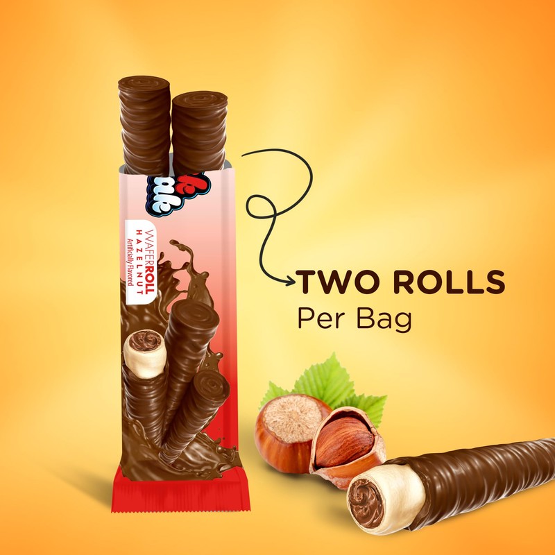 Snack Break Hazelnut Wafer Rolls, Rolled Wafer Cookies, Cocoa Coated