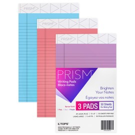 Tops Narrow Ruled Legal Pads 5x8 Inch lined paper, Pack of 3 Colors, Pink, Blue, And Purple, 50 Sheets Per Note Books 5x8, Made In USA