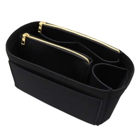 Felt Purse Bag Organizer Insert with zipper Bag Tote Shaper Fit Speedy Neverfull Black Size: Medium