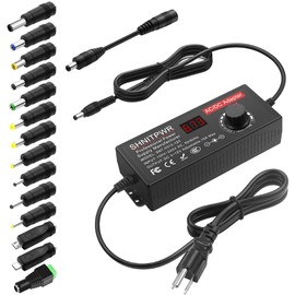 SHNITPWR 4V - 12V Power Supply 10A 120W AC to DC Adapter DC 4V 4.5V 5V 6V 7V 8V 9V 10V 11V 12V Voltage Adjustable Universal Power Converter Transformer 100-240V AC In with 14 Tips & Polarity Converter
