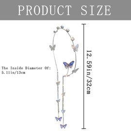 Wedding Butterfly Headband Silver Crystal Tassel Hair Hoop Band Vintage Decorative Headpieces Purple Butterfly Headdress Fake Earrings Head Chain Hair Accessories